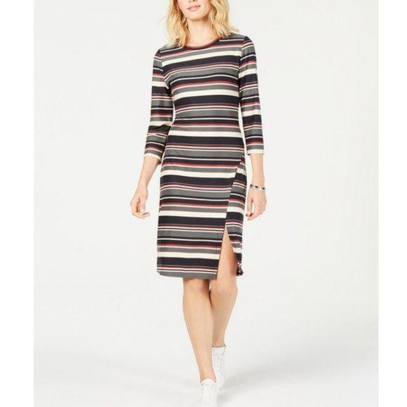 MONTEAU Petite Striped Bodycon Dress - Picture 1 of 3